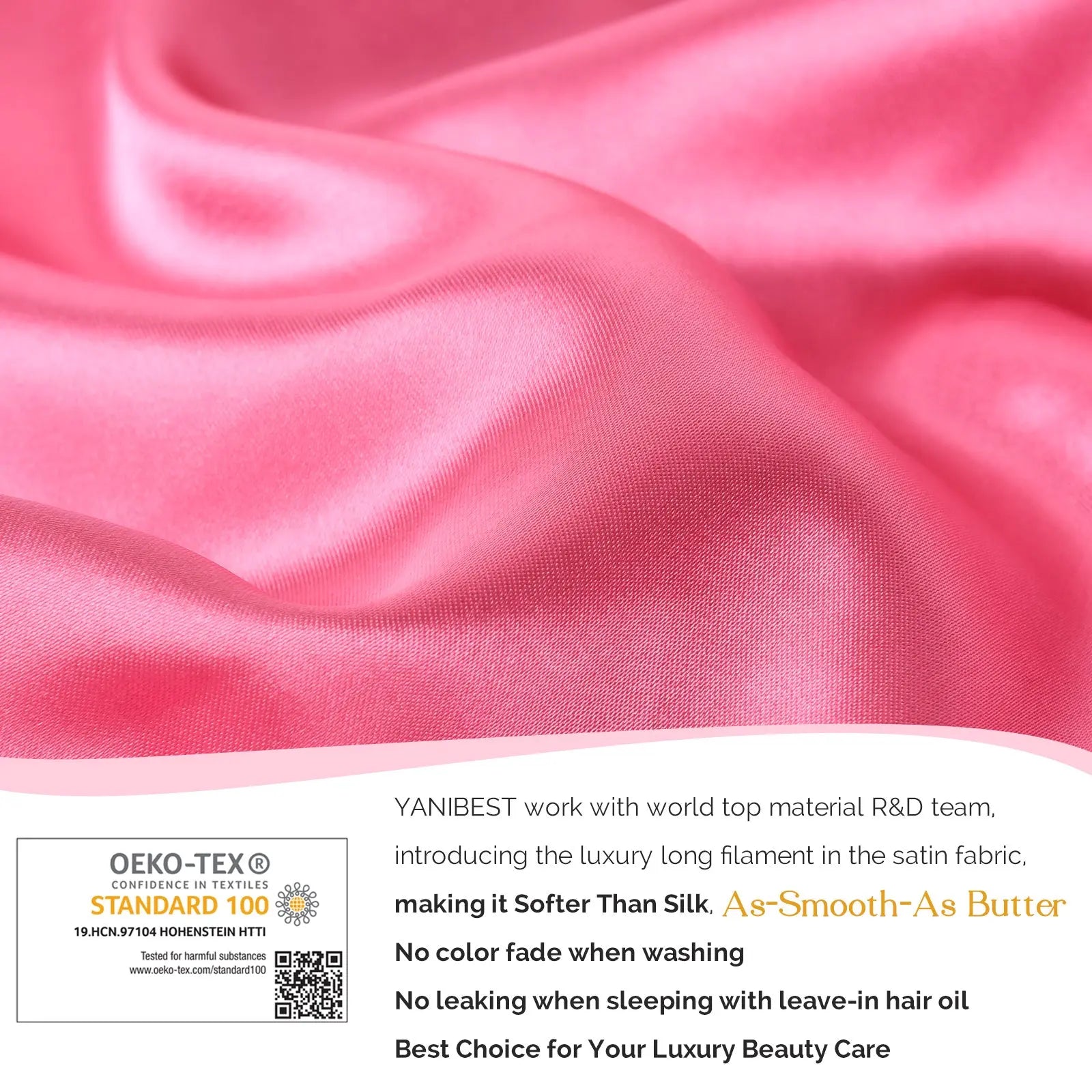 Long Tail Satin Bonnet wiht Tie Band| Hot Pink - YANIBEST