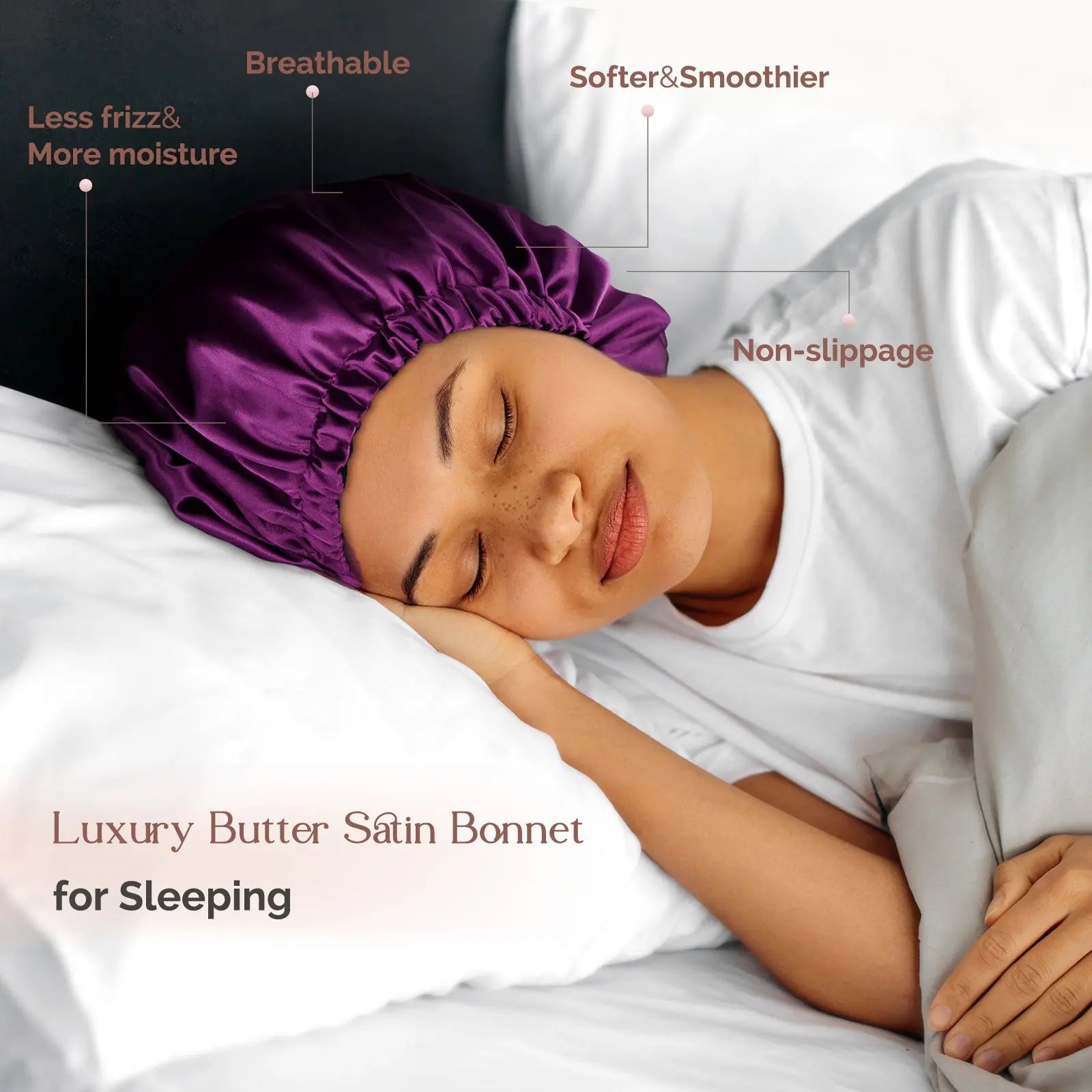 Reversible Satin Bonnet with Scrunchie| Amethyst Purple YANIBEST