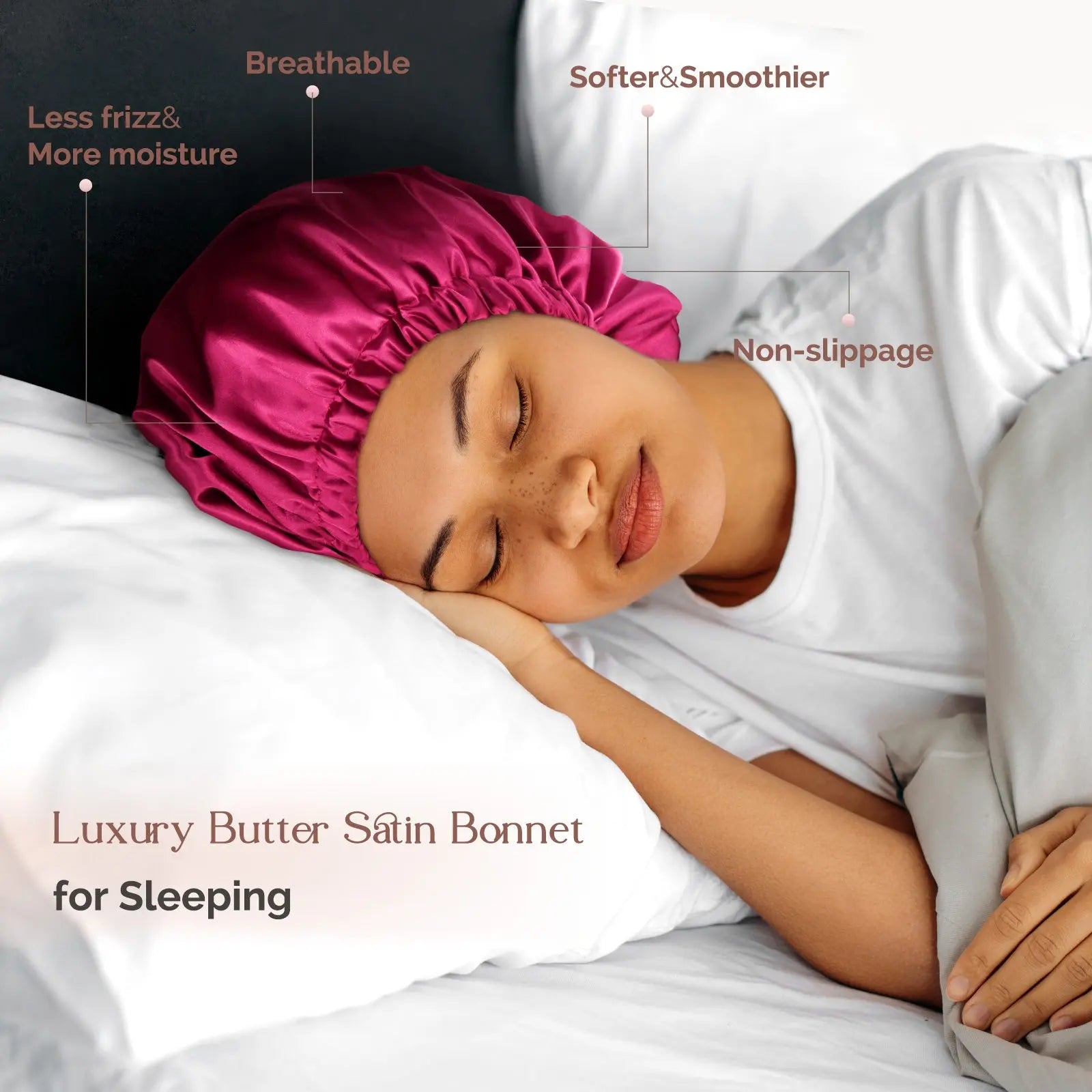 Reversible Satin Bonnet with Scrunchie| Barbie Pink YANIBEST