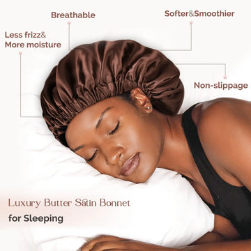 Reversible Satin Bonnet with Scrunchie| Brown&Golden YANIBEST