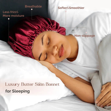 Reversible Satin Bonnet with Scrunchie| Burgundy Red YANIBEST