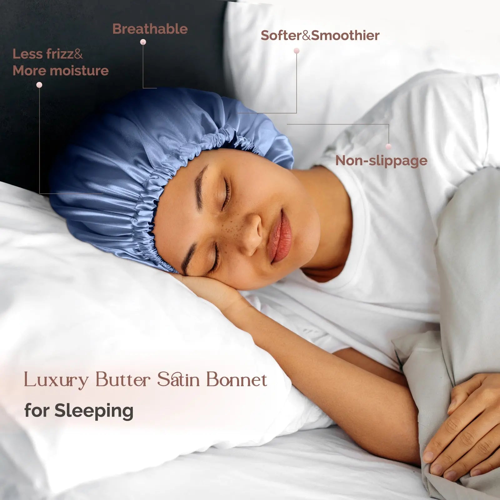 Reversible Satin Bonnet with Scrunchie| Sky Blue YANIBEST