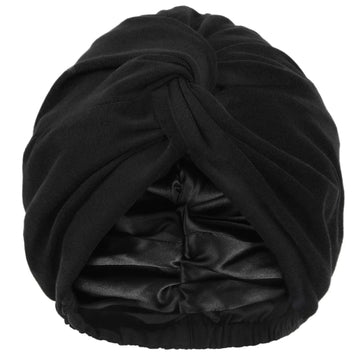 Satin Lined Knotted Turban| Black - YANIBEST