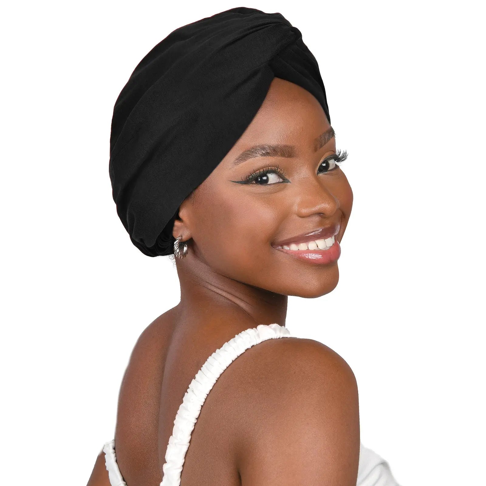 Satin Lined Knotted Turban| Black - YANIBEST