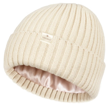 Satin Lined Winter Beanie Hat| Beige - YANIBEST