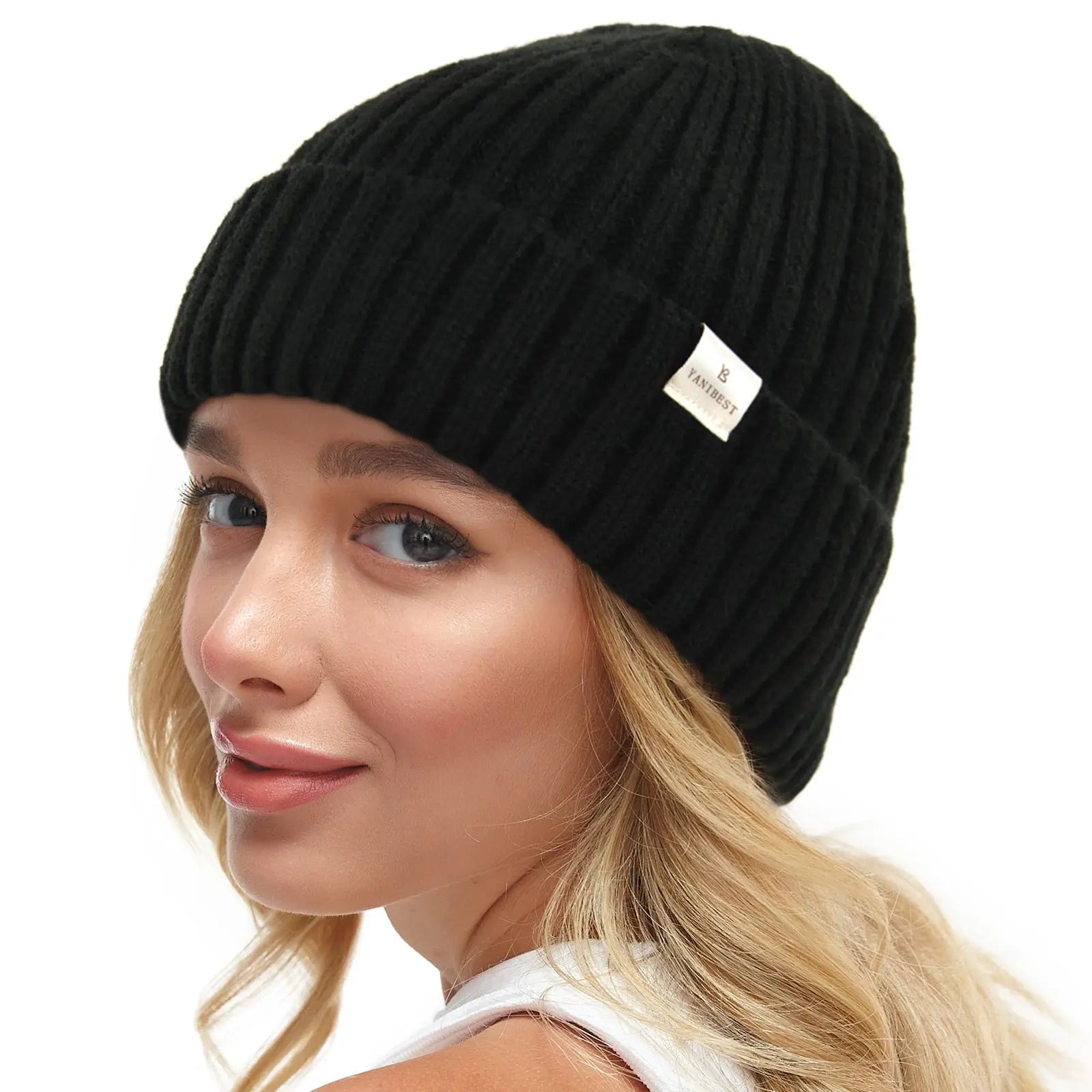 Satin Lined Winter Beanie Hat| Black - YANIBEST