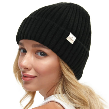 Satin Lined Winter Beanie Hat| Black - YANIBEST