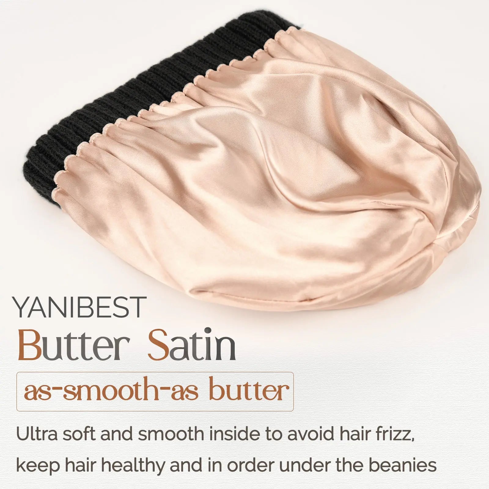 Satin Lined Winter Beanie Hat| Black - YANIBEST