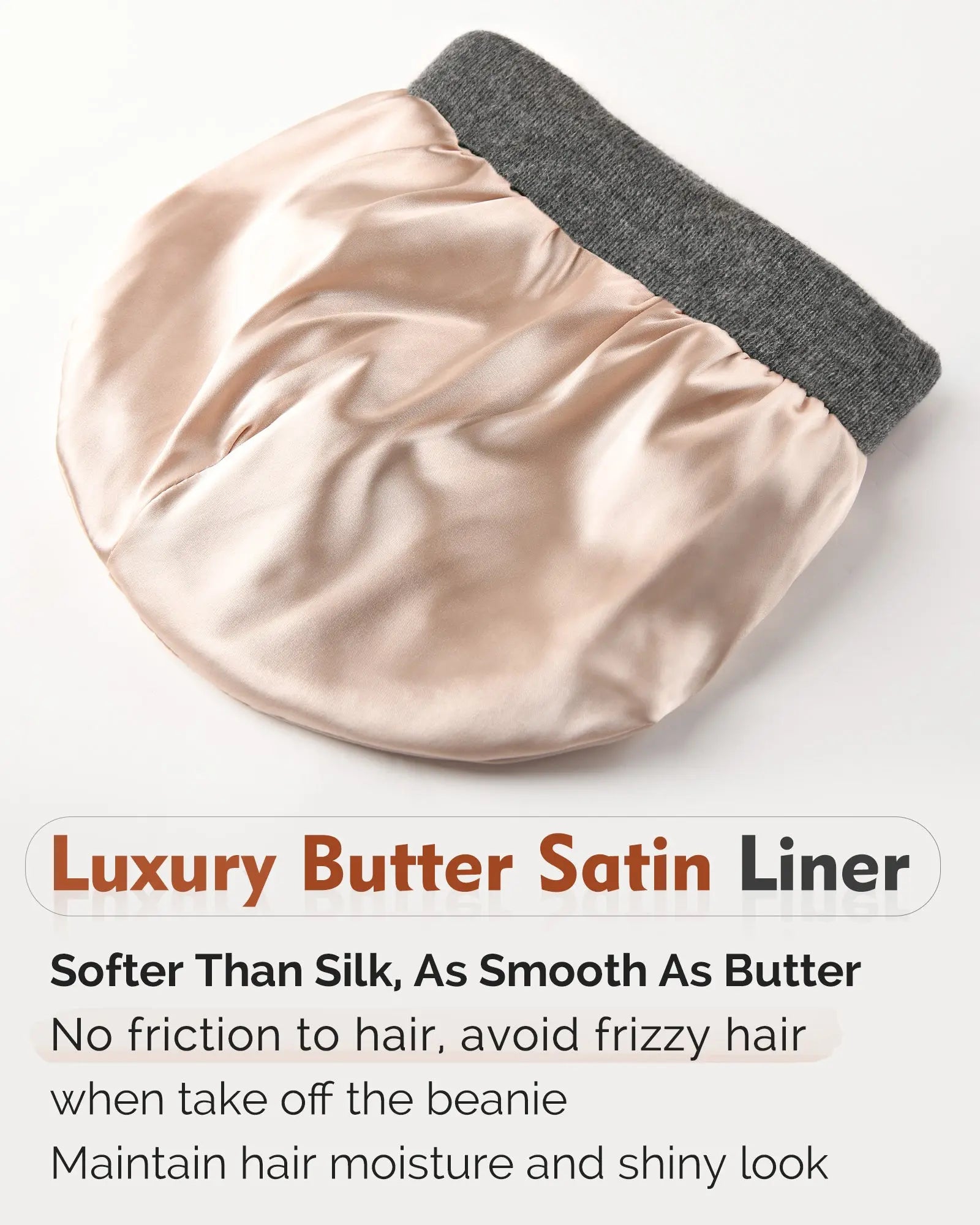 Satin Lined Winter Beanie Hat| Black,Gray - YANIBEST