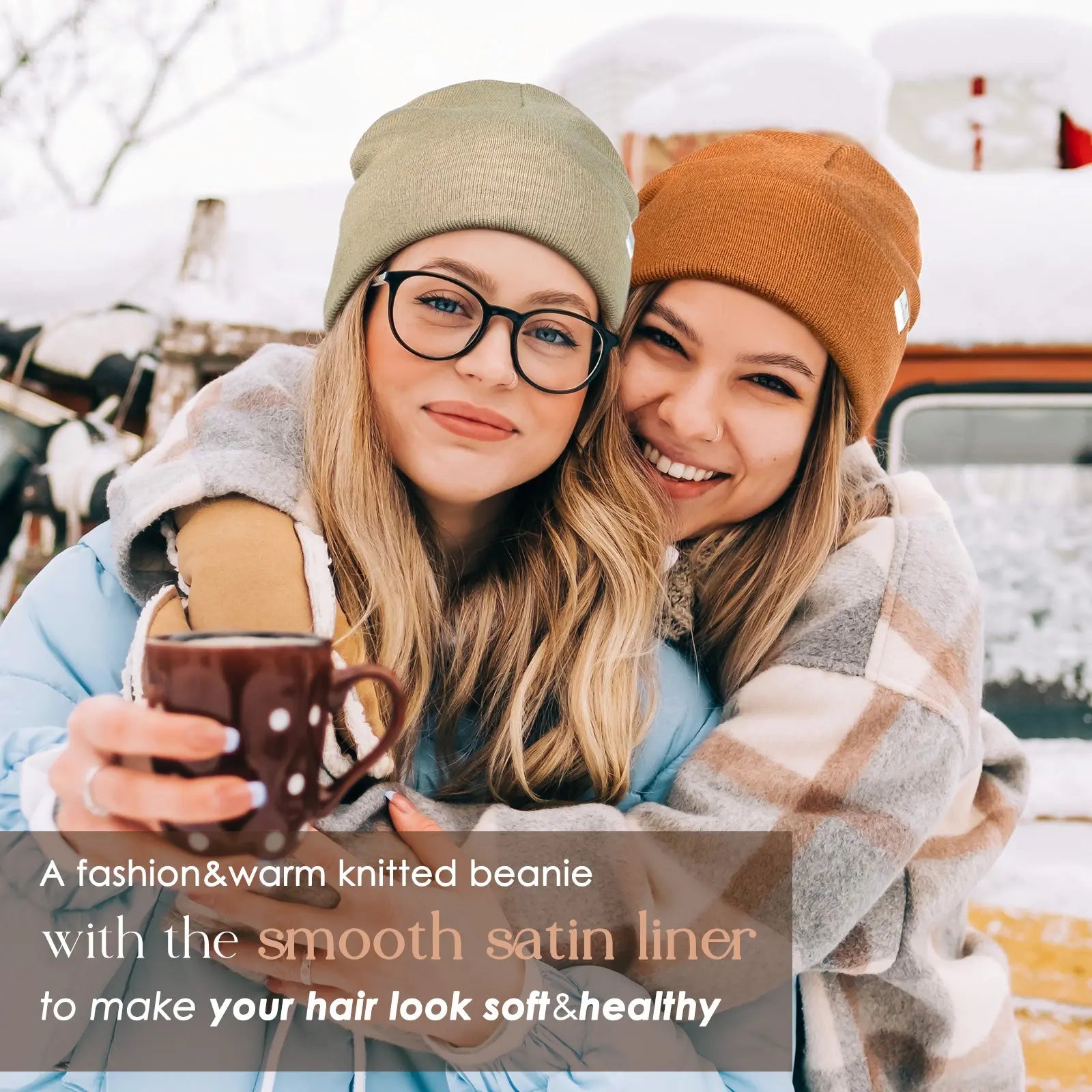 Satin Lined Winter Beanie Hat| Dark Orange - YANIBEST