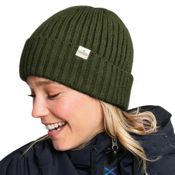 Satin Lined Winter Beanie Hat| Navy Green - YANIBEST