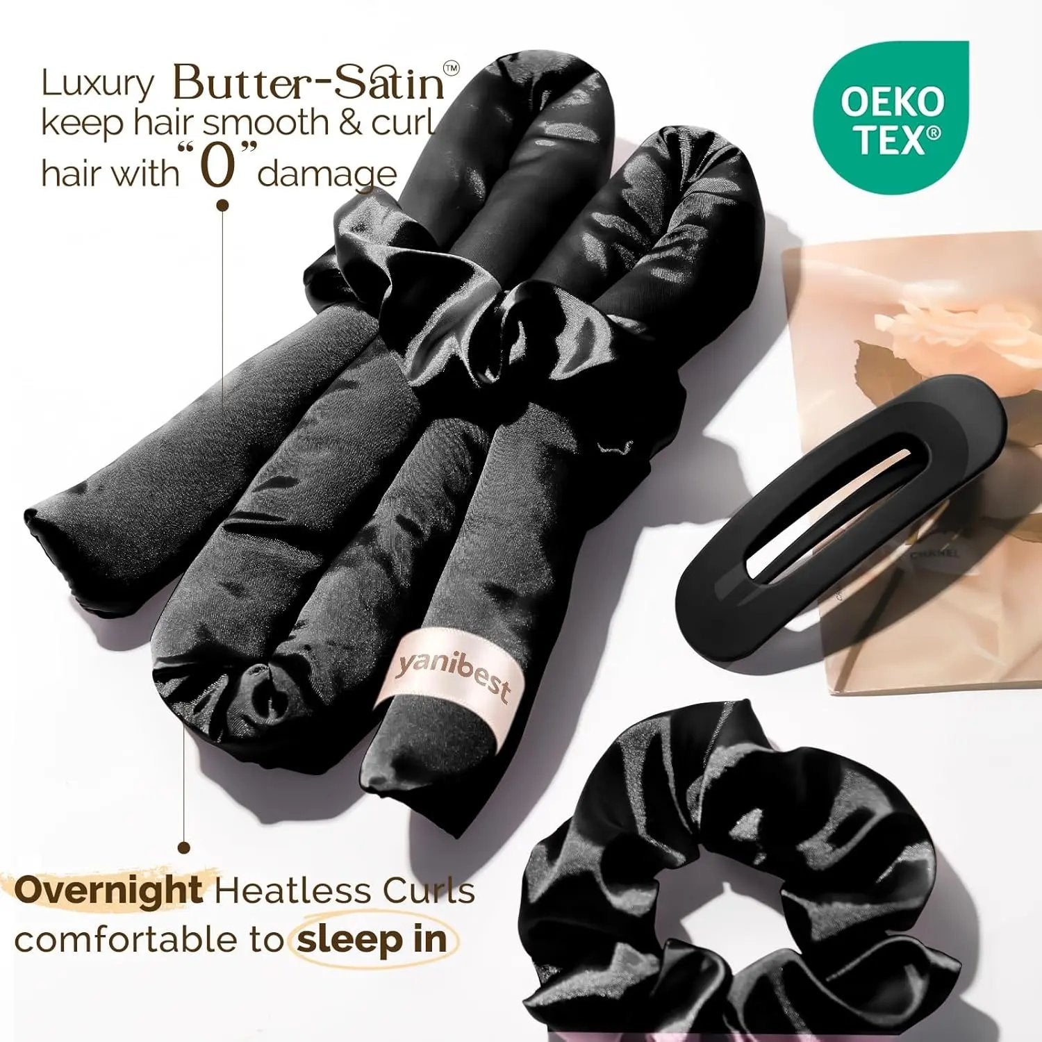 Silky Heatless Hair Curler Rods - Black YANIBEST