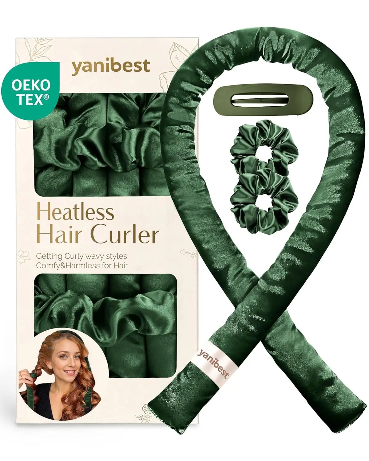 Silky Heatless Hair Curler Rods - Green YANIBEST