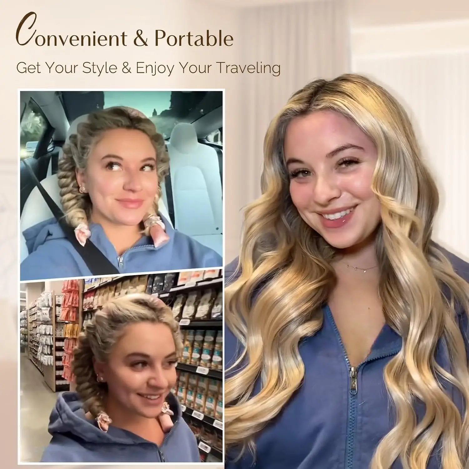 Silky Heatless Hair Curler Rods - Pink YANIBEST