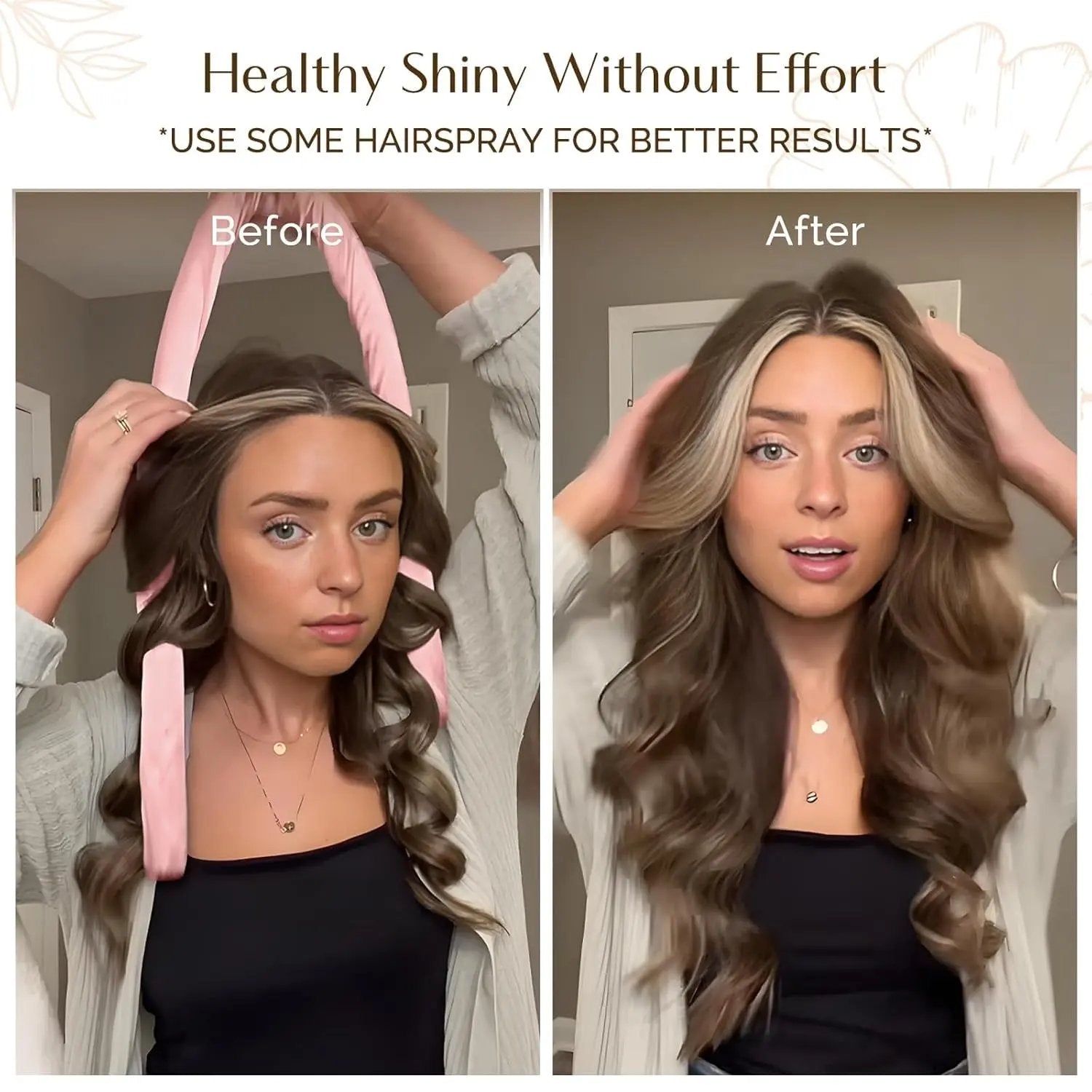 Silky Heatless Hair Curler Rods - Pink YANIBEST