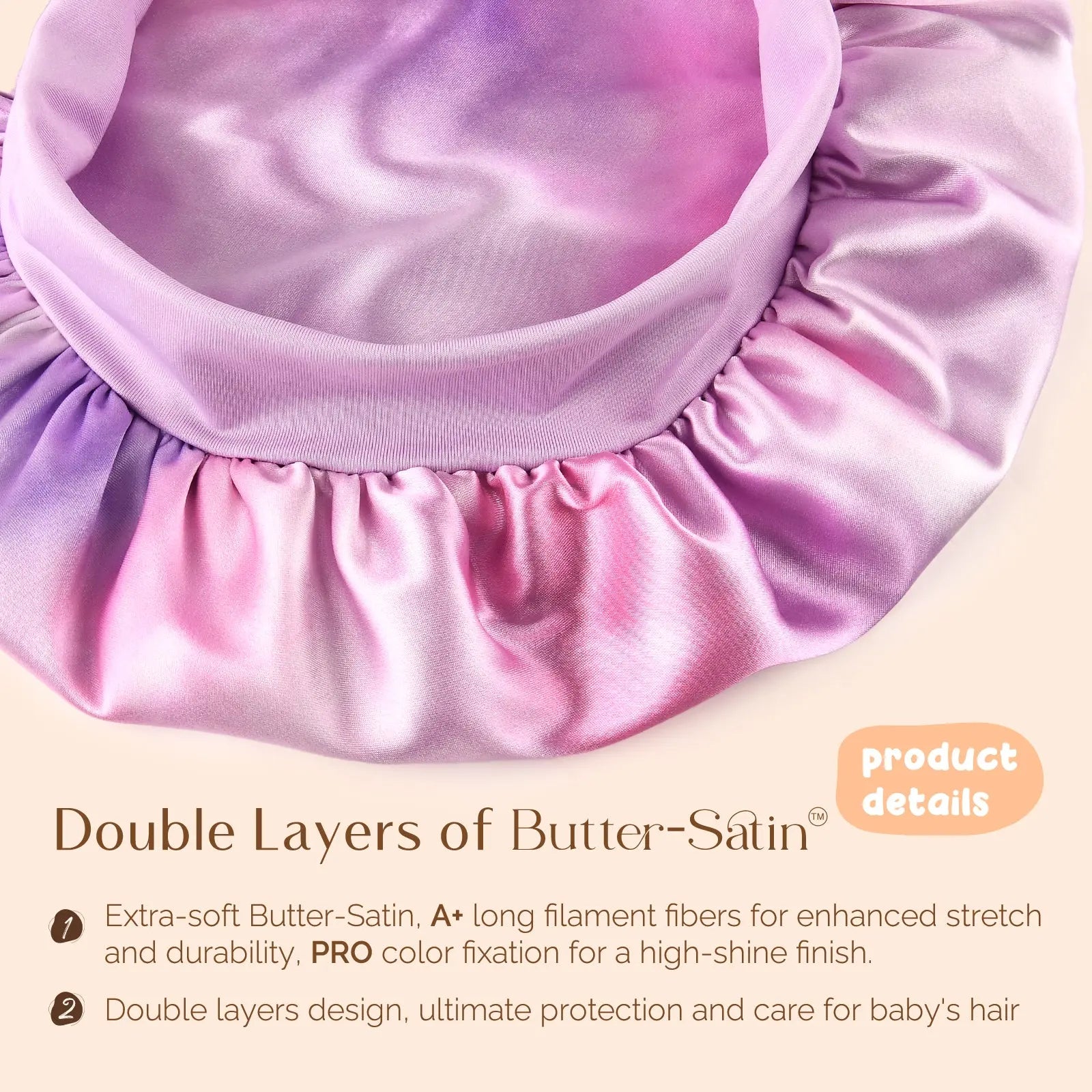 Super Baby Double Layer Butter Satin Bonnet 2 in 1 Set YANIBEST