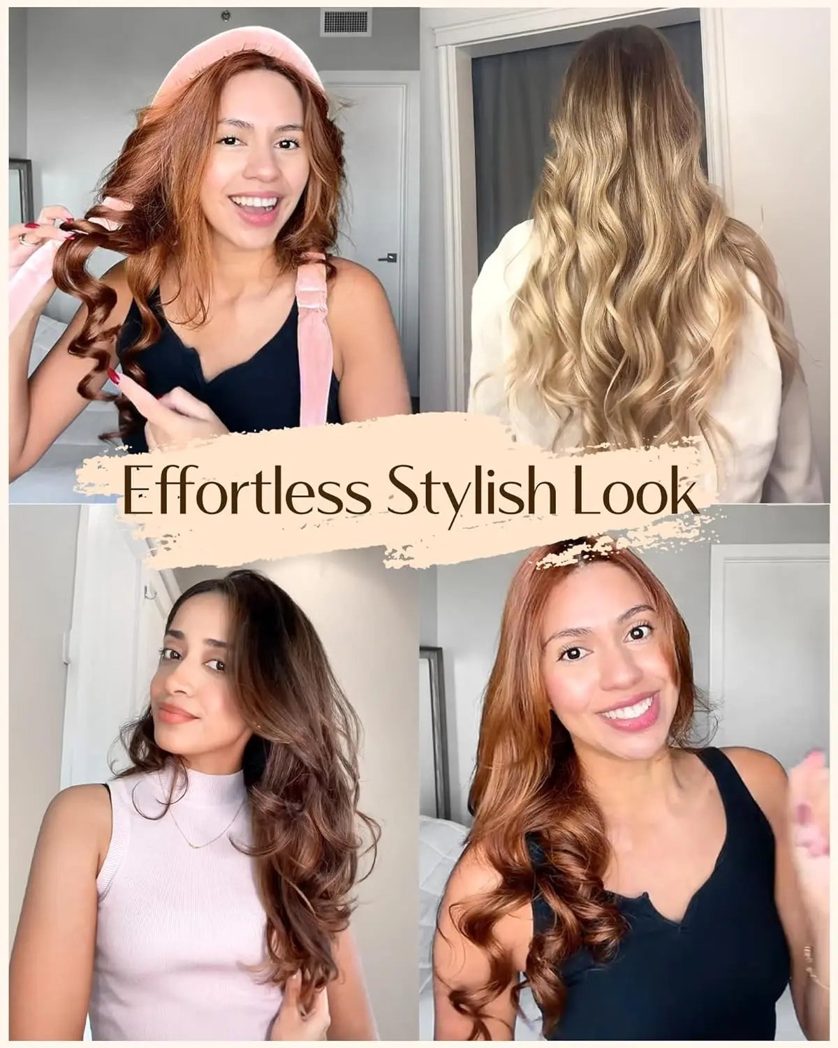 Velvet Heatless Hair Curler Band - Brown YANIBEST