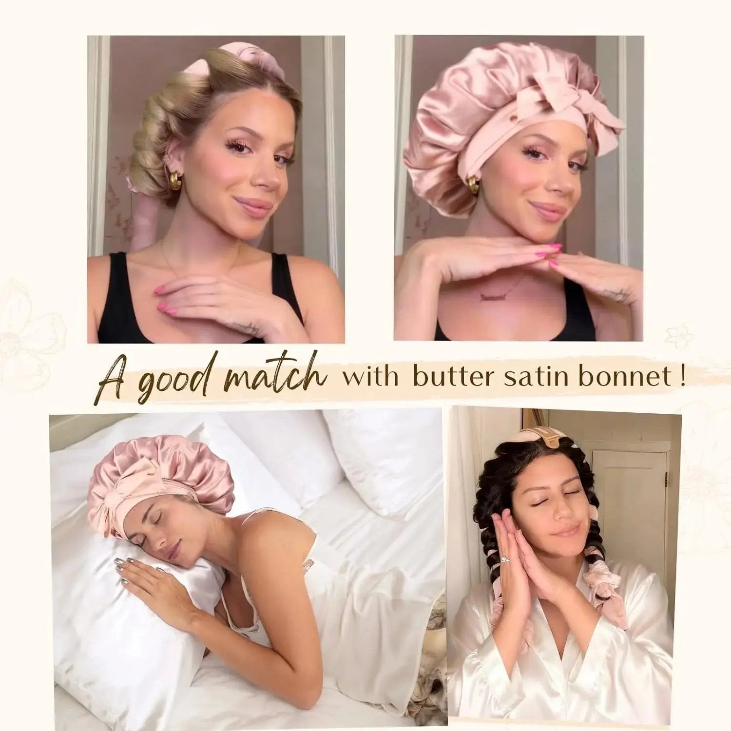 Velvet Heatless Hair Curler Band - Blush Pink YANIBEST