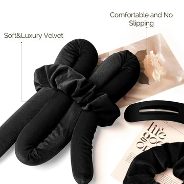 Velvet Heatless Hair Curler Rods - Black YANIBEST