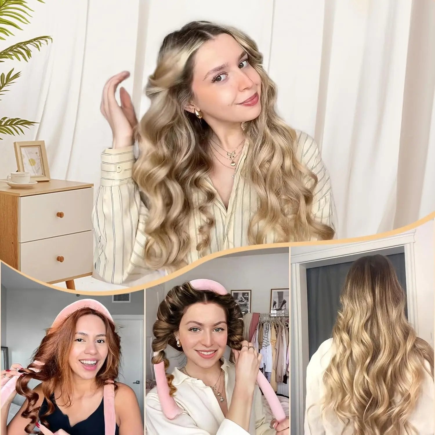 Velvet Heatless Hair Curler Rods - Black YANIBEST