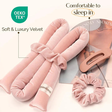Velvet Heatless Hair Curler Rods - Blush Pink YANIBEST