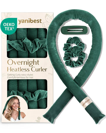 Velvet Heatless Hair Curler Rods - Vintage Green YANIBEST
