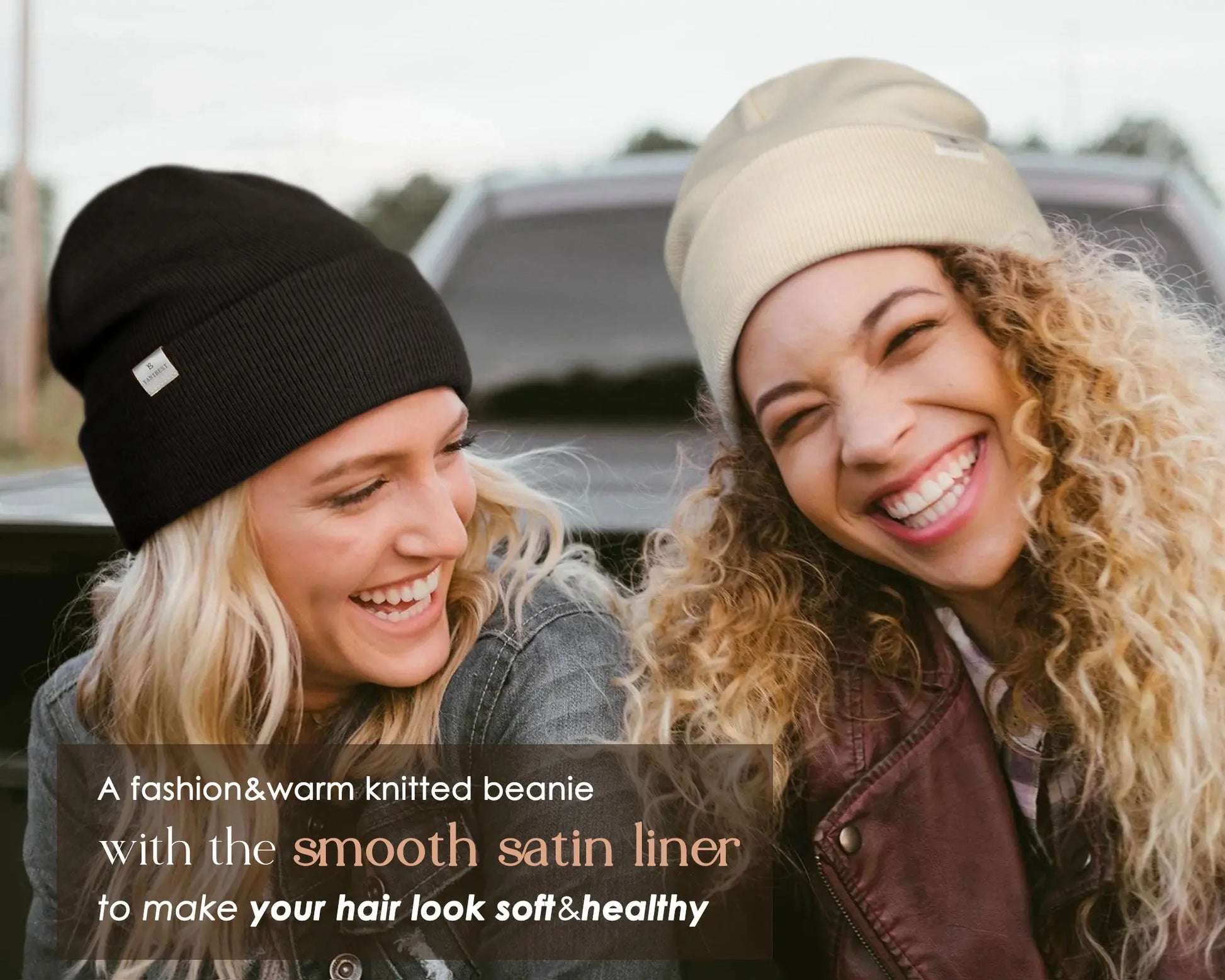 Butter-Satin Lined Winter Beanie Hat| Black Black YANIBEST