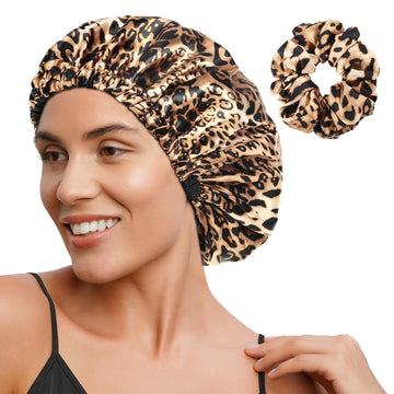Reversible Satin Bonnet with Scrunchie| Leopard YANIBEST