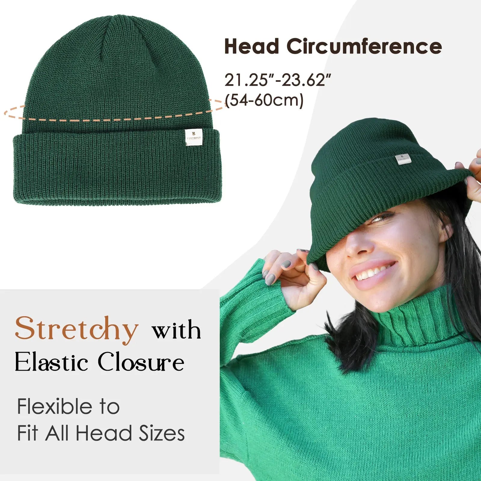 Satin Lined Cuffed Beanie Hat Unisex| Forest Green YANIBEST