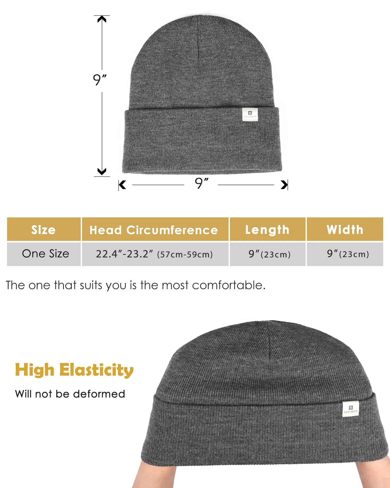Satin Lined Winter Beanie Hat| Dark Grey YANIBEST