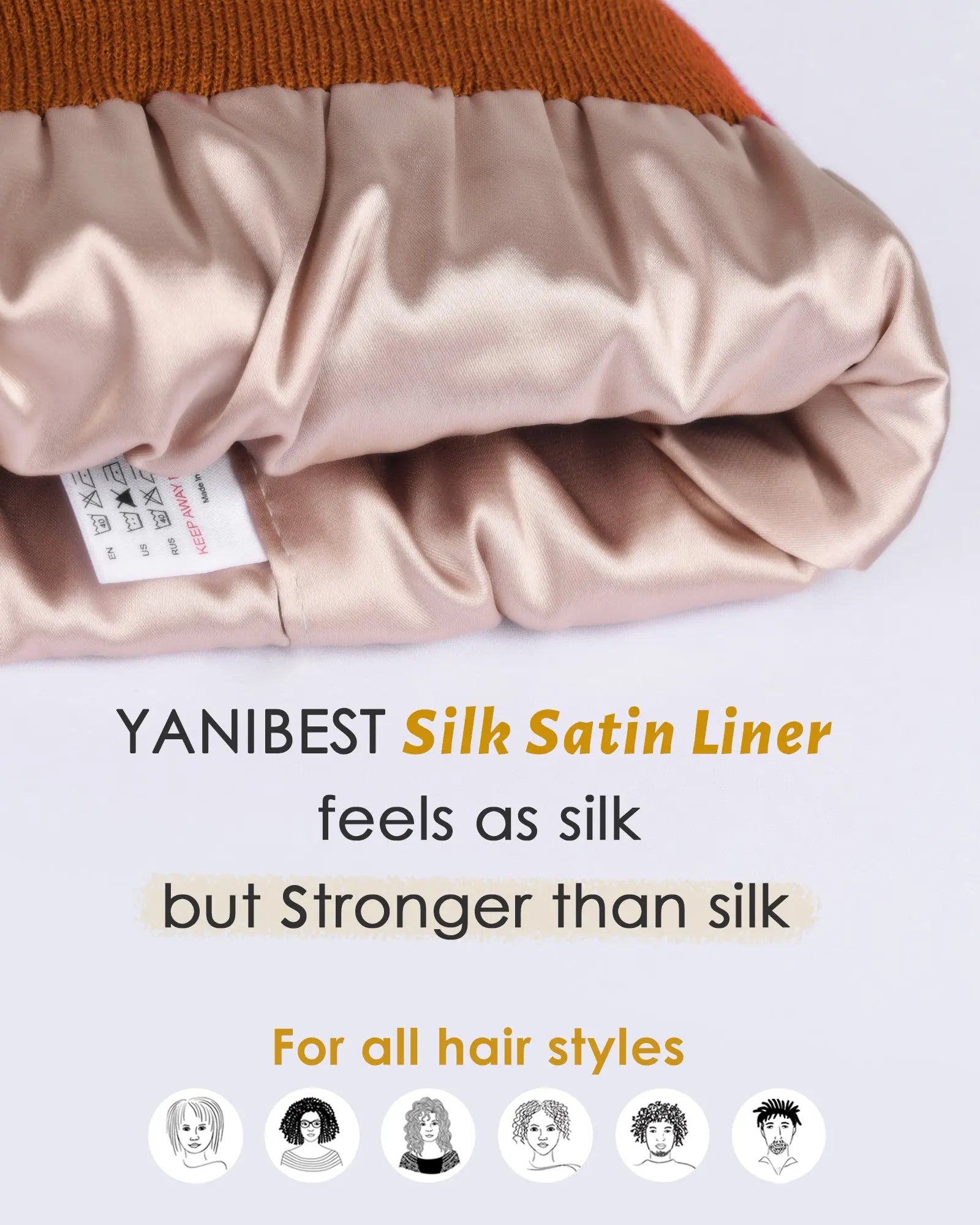 Satin Lined Winter Beanie Hat| Honey Orange YANIBEST