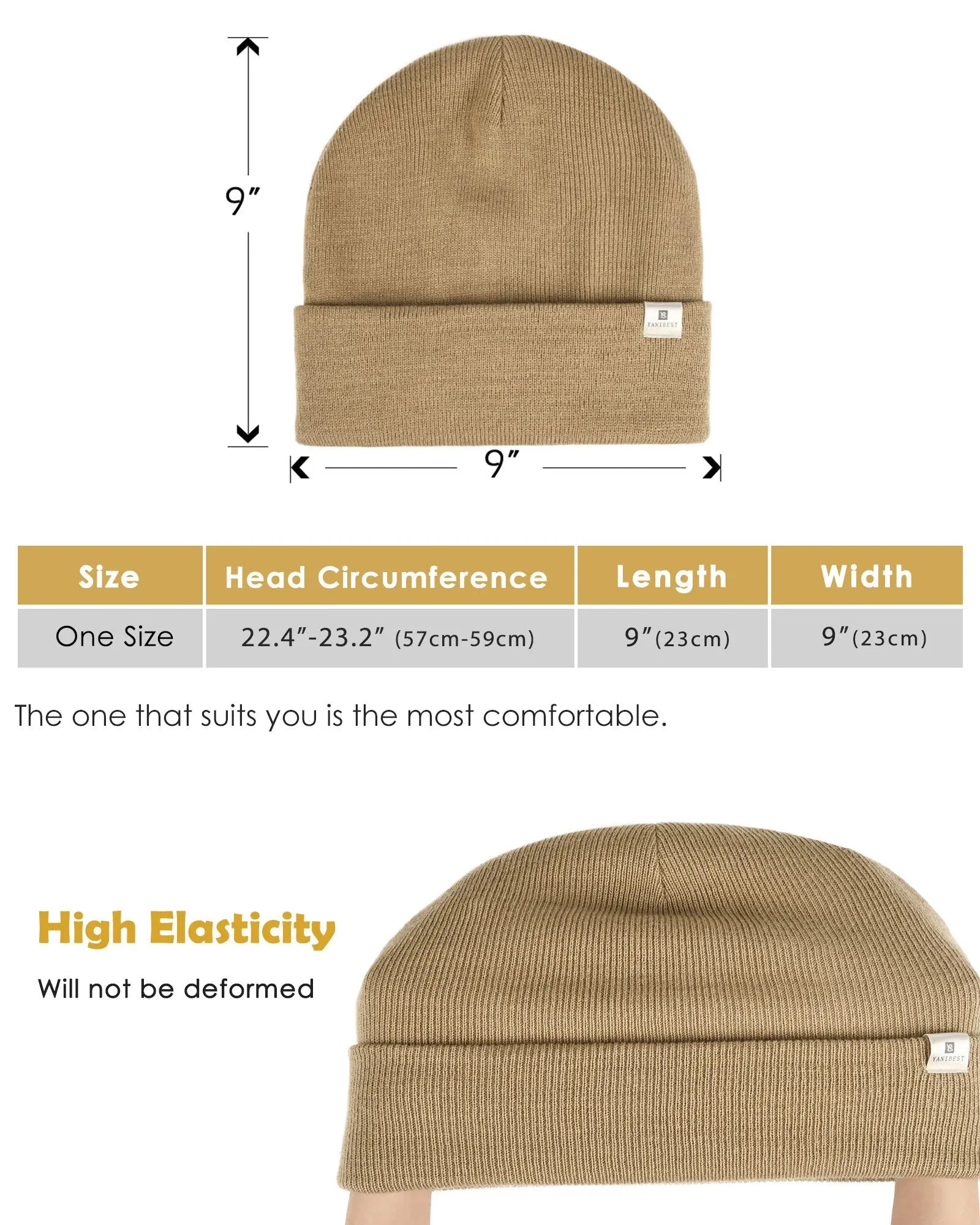 Satin Lined Winter Beanie Hat| Khaki Khaki YANIBEST