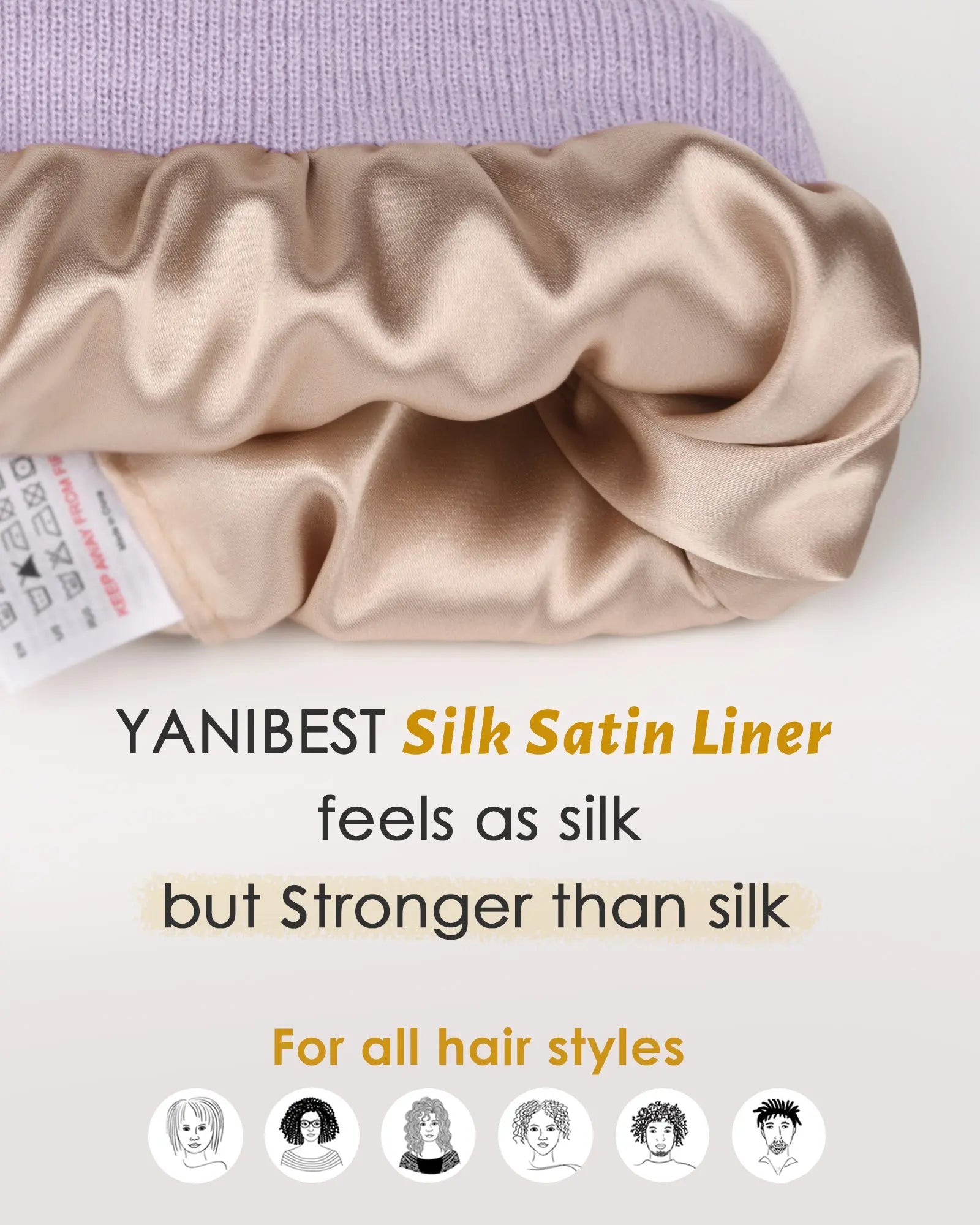 Satin Lined Winter Beanie Hat| Lavender Purple YANIBEST