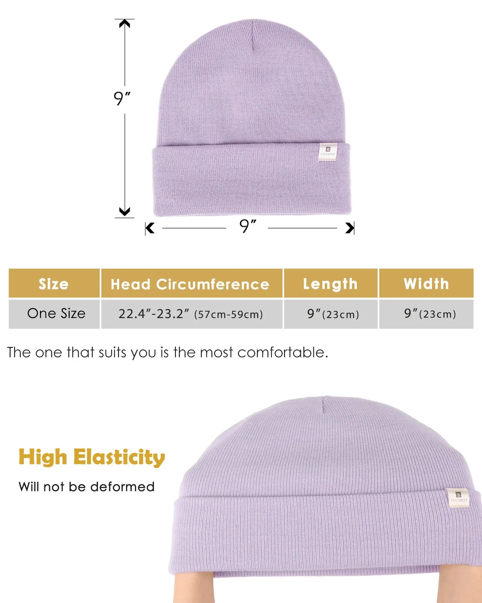 Satin Lined Winter Beanie Hat| Lavender Purple YANIBEST
