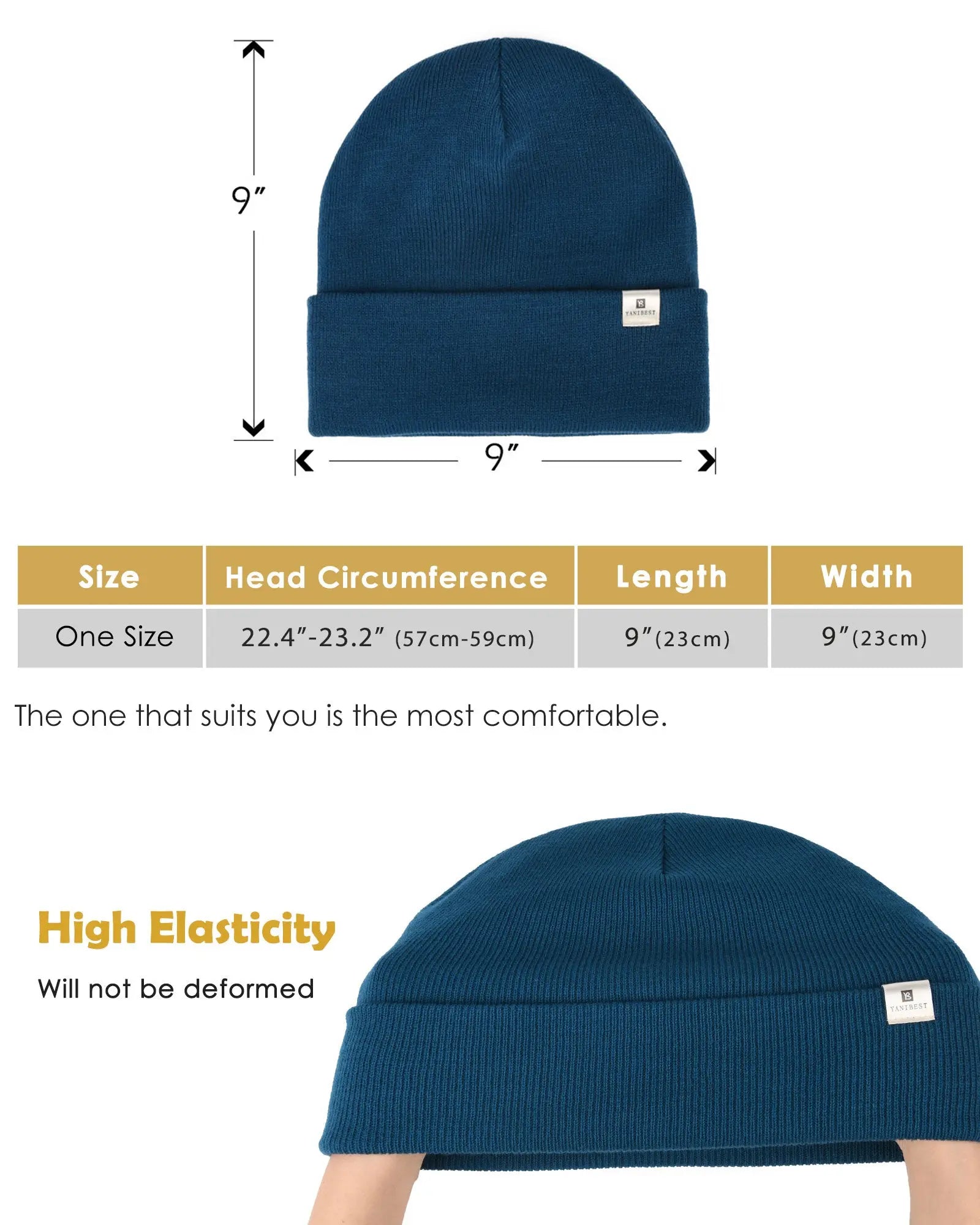 Satin Lined Winter Beanie Hat| Steel Blue YANIBEST