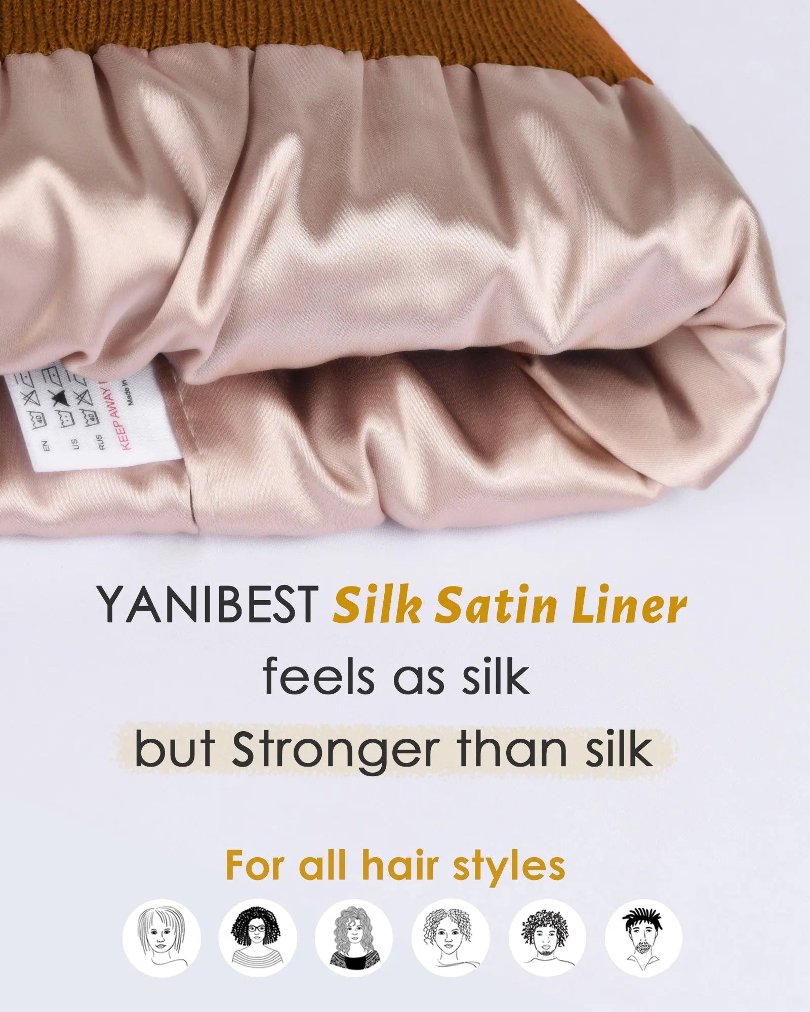 YANIBEST Satin Lined Winter Beanie Hat Caps Being Headwear| Dark Orange YANIBEST