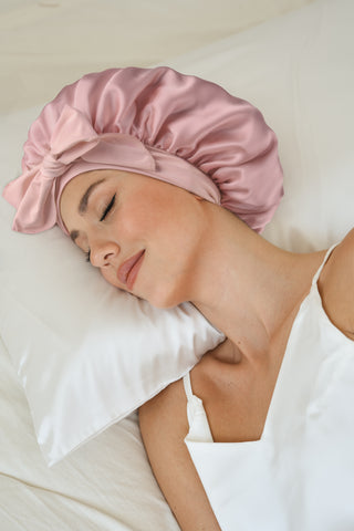 Mulberry Silk Bonnet with Tie Band