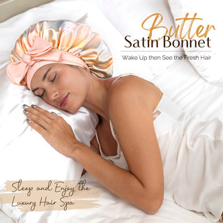 Bonnet en satin beurre | Crépuscule d'agrumes
