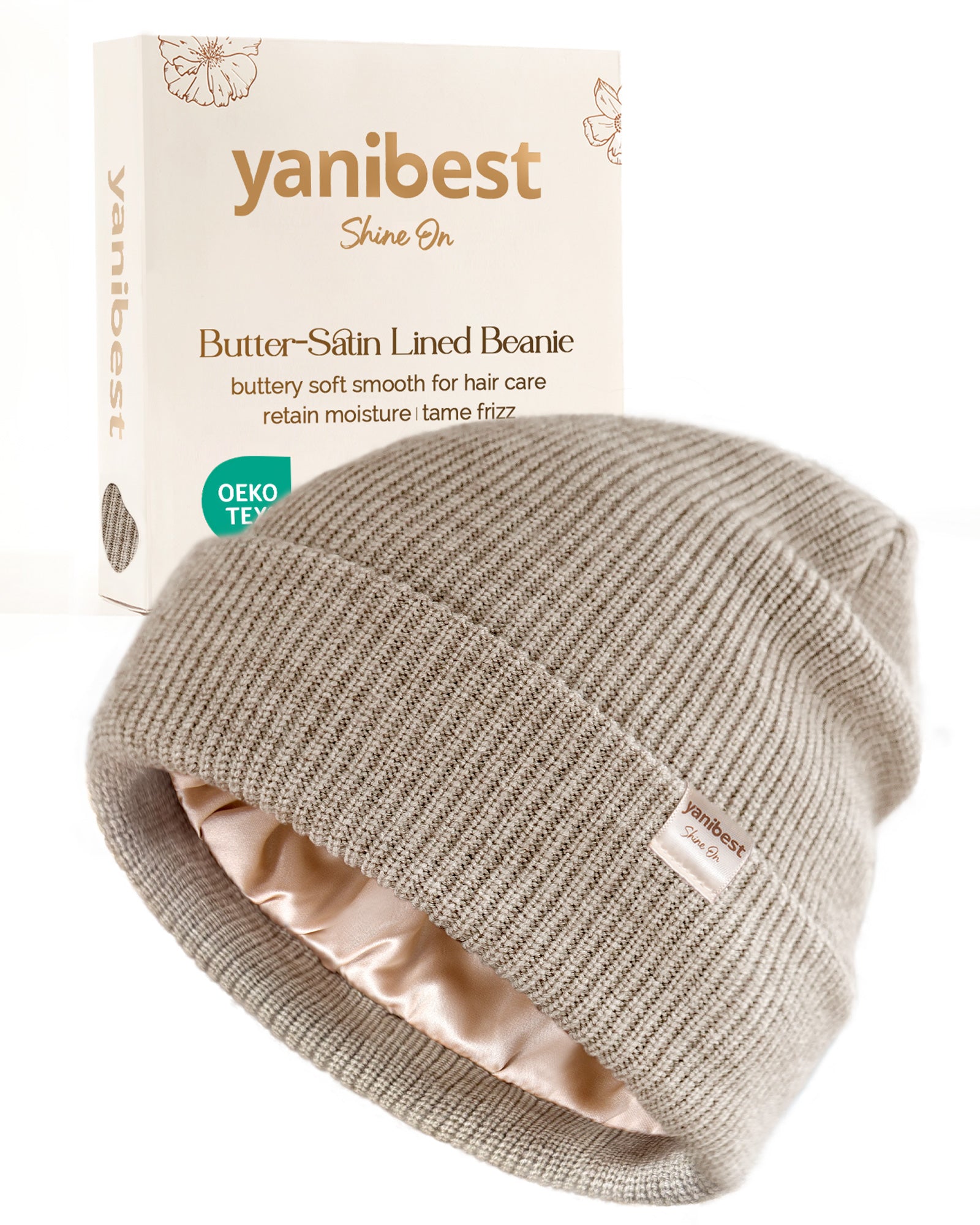 Butter Satin Lined Knit Skull Beanie - Heather Oat