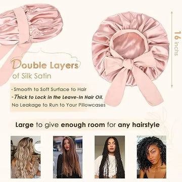 Butter Satin Bonnet with Tie Band - Blush Pink