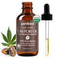 YANIBEST 100% Pure Natural Organic Castor Oil, USDA Organic Certified Cold Pressed & Unrefined, Nourishing Treatment for Hair, Face, Eyelashes & Eyebrows, 60ml