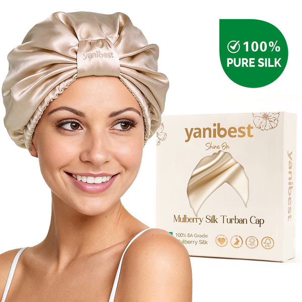 6A Mulberry Silk Bonnet Classic Turban - Champagne