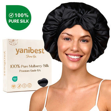 6A Mulberry Silk Bonnet with Tie Band - Black