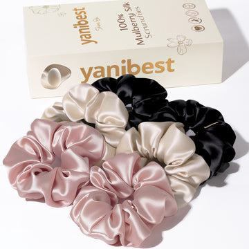 6A Mulberry Silk Scrunchie 6 in 1- Blush & Noir Champagne