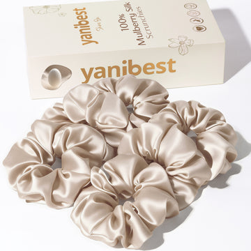 6A Mulberry Silk Scrunchie 6 in 1- Ivory Champagne Trio