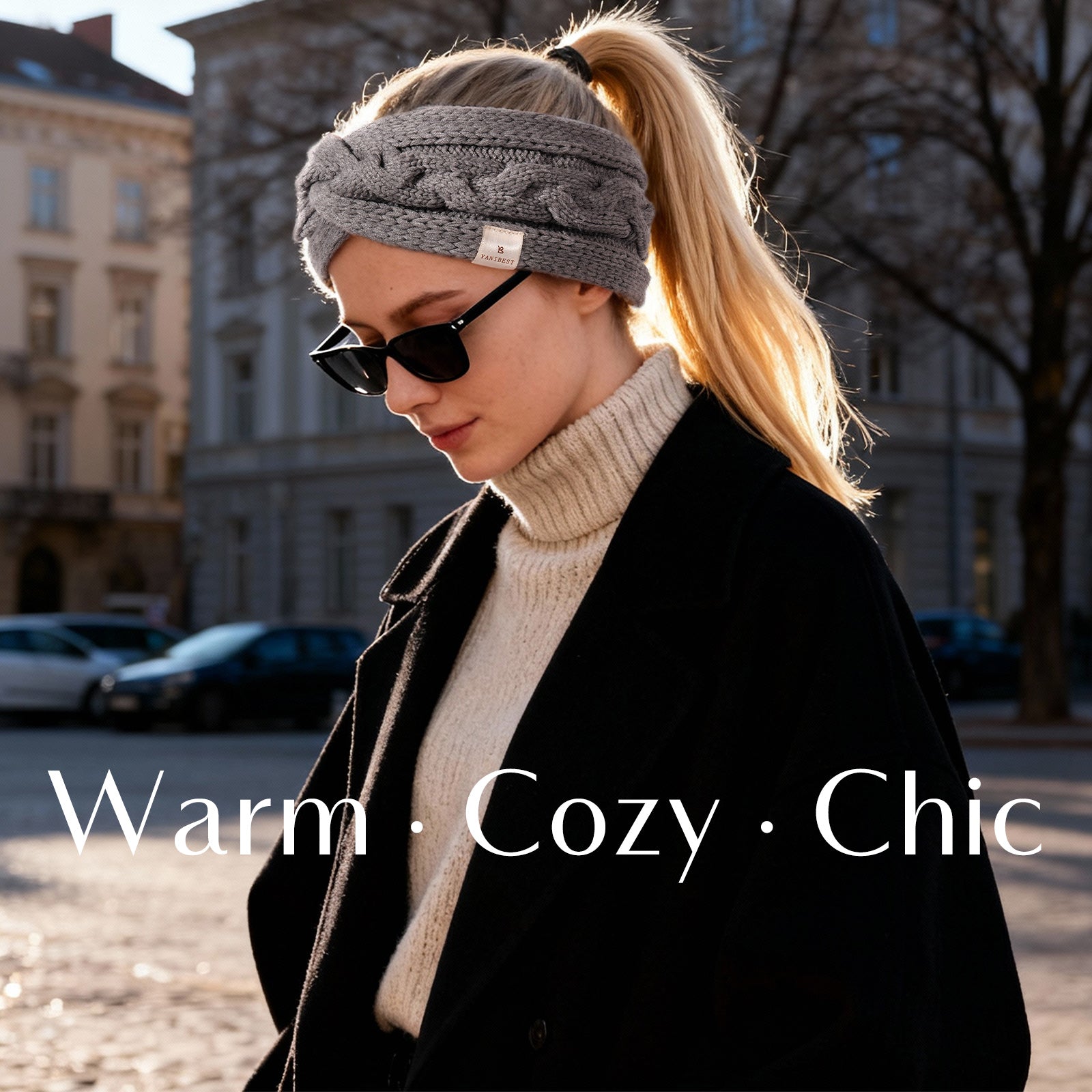 Satin Lined Headbands for Winter - Gray