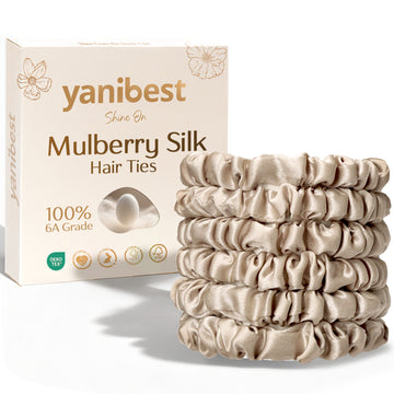 6A Mulberry Silk Skinny Scrunchie 6 in 1 - Champagne