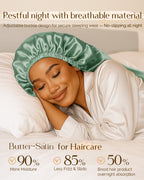 Silk Butter Satin Bonnet For Braids - Jade Green