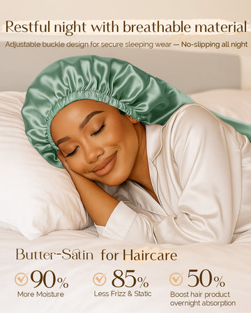 Silk Butter Satin Bonnet For Braids - Jade Green