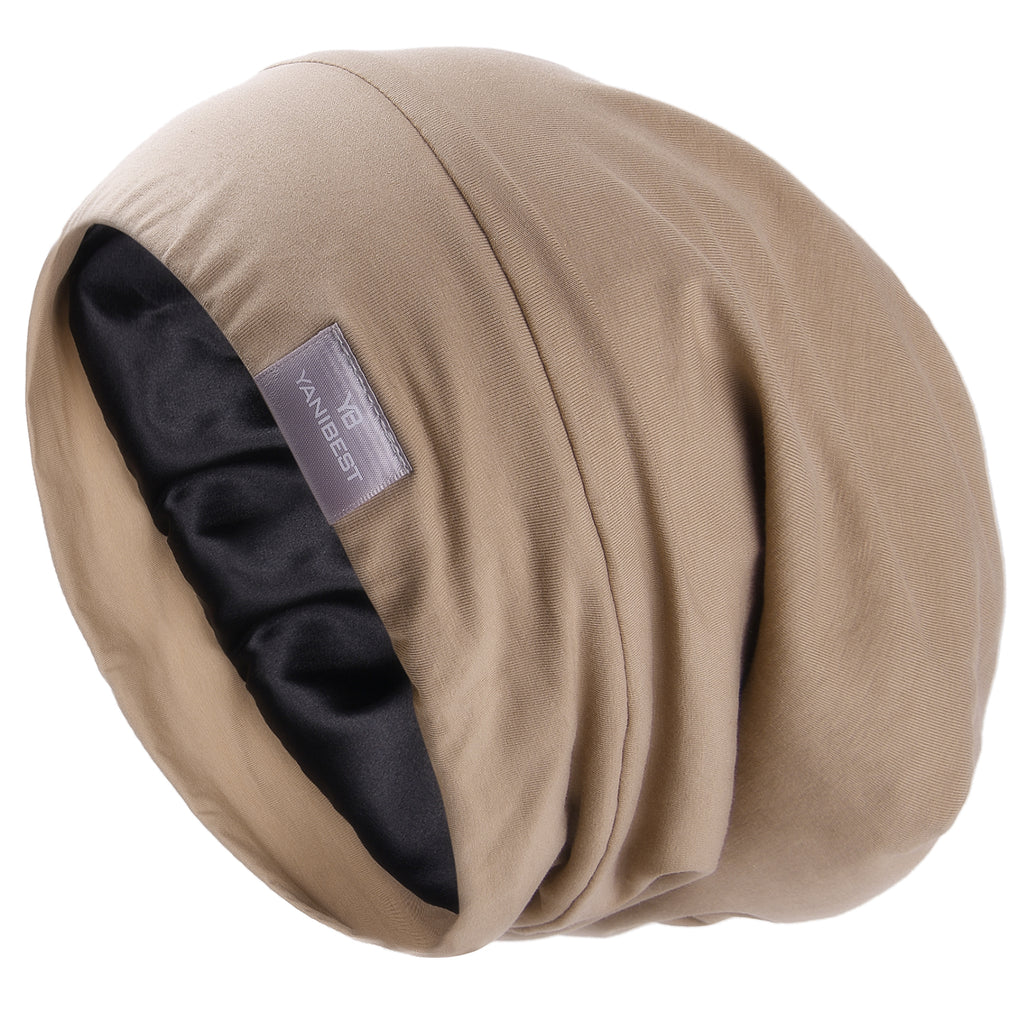Butter Satin Lined Slouchy Cap - Khaki
